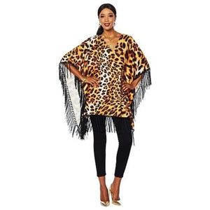 ASA VELVET LEOPARD PRINT KAFTAN TOP NEW